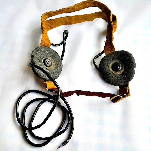 NOS Soviet New Military Headphones Tank Point Contact USSR, Russia Communication Troops, Headphones Military Signalman Red Army accessory