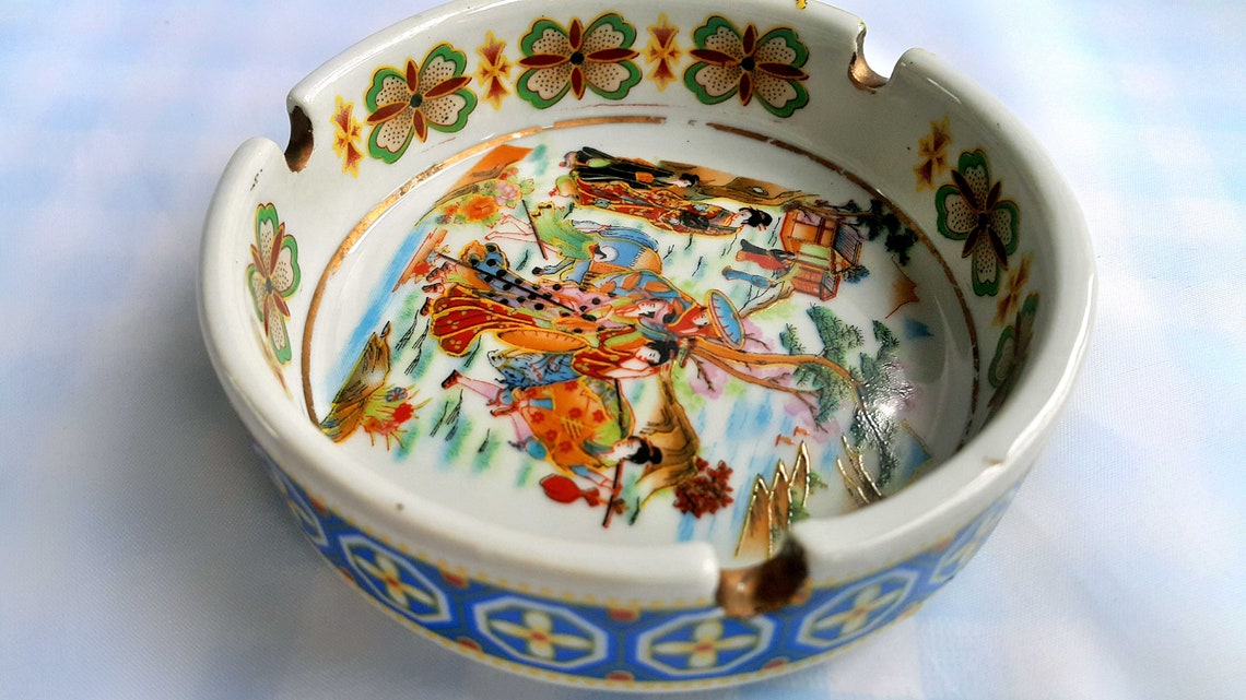 Porcelain Ashtray Japanese Vintage Japan Rare Miniatures Etsy