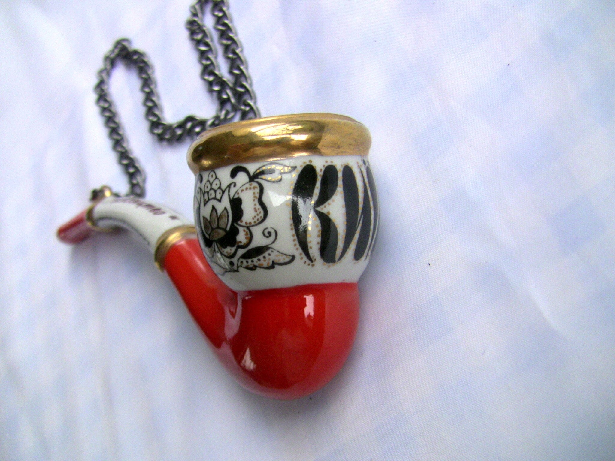 Smoking Pipe Porcelain Ceramic Tobacco Pipe Painting Gold Etsy