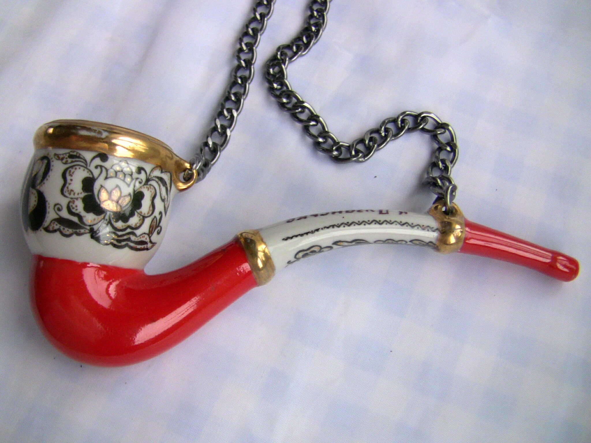 Smoking Pipe Porcelain Ceramic Tobacco Pipe Painting Gold Etsy