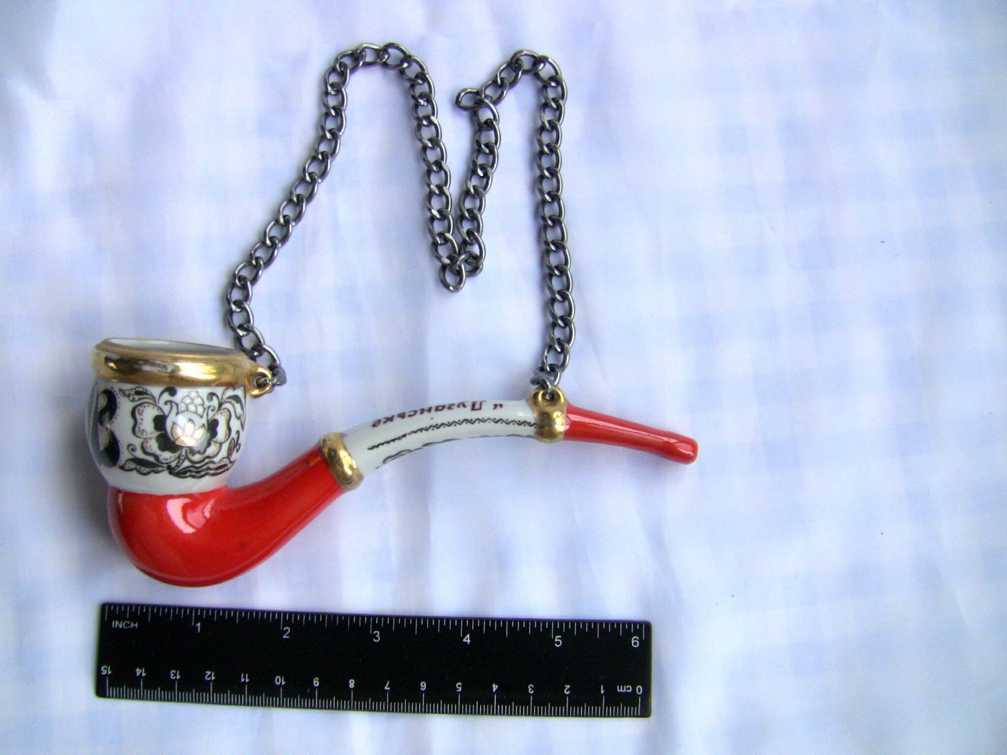 Smoking Pipe Porcelain Ceramic Tobacco Pipe Painting Gold Etsy