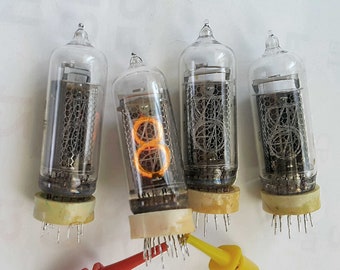 Nixie IN-14 Set 4 Tube Сlock Red Neon Soviet Discharge Indicator Lamps for Nixie Watch DIY Vintage Working Verified IN14 Digits Nixie Tube