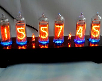 Nixie Tube Clock New, Vintage IN-14, Nixie Clock Tubes,Plasma Visual Effects HandMade,Neon Home Decor,Gift for Him,Gift for Her,Office Decor