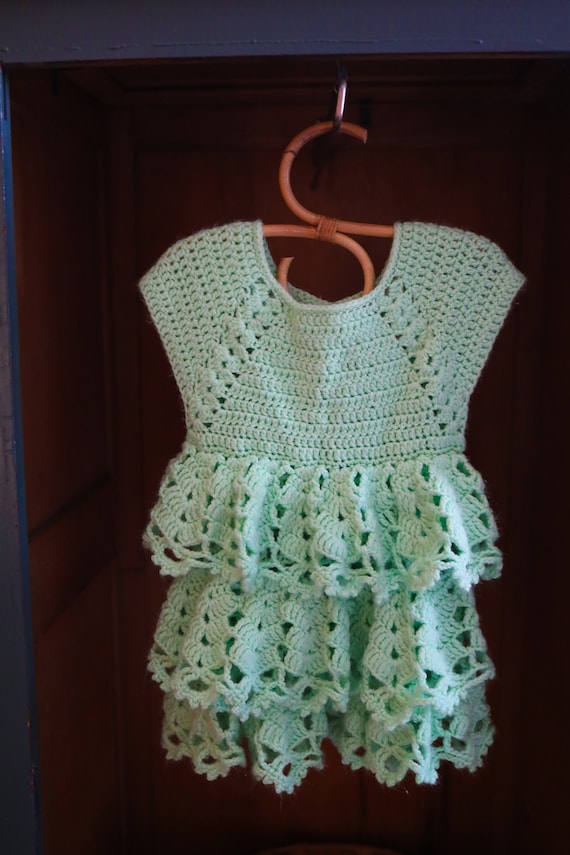 Crochet ruffle handmade dress