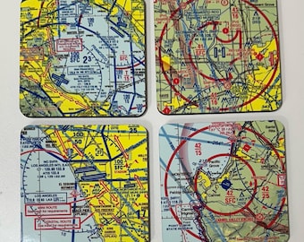 VFR aviation chart coasters - Los Angeles, Monterey, Sacramento, San Francisco