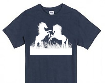 Custom Design Custom White Wild Mustangs Horses Lovers Gift T-shirt