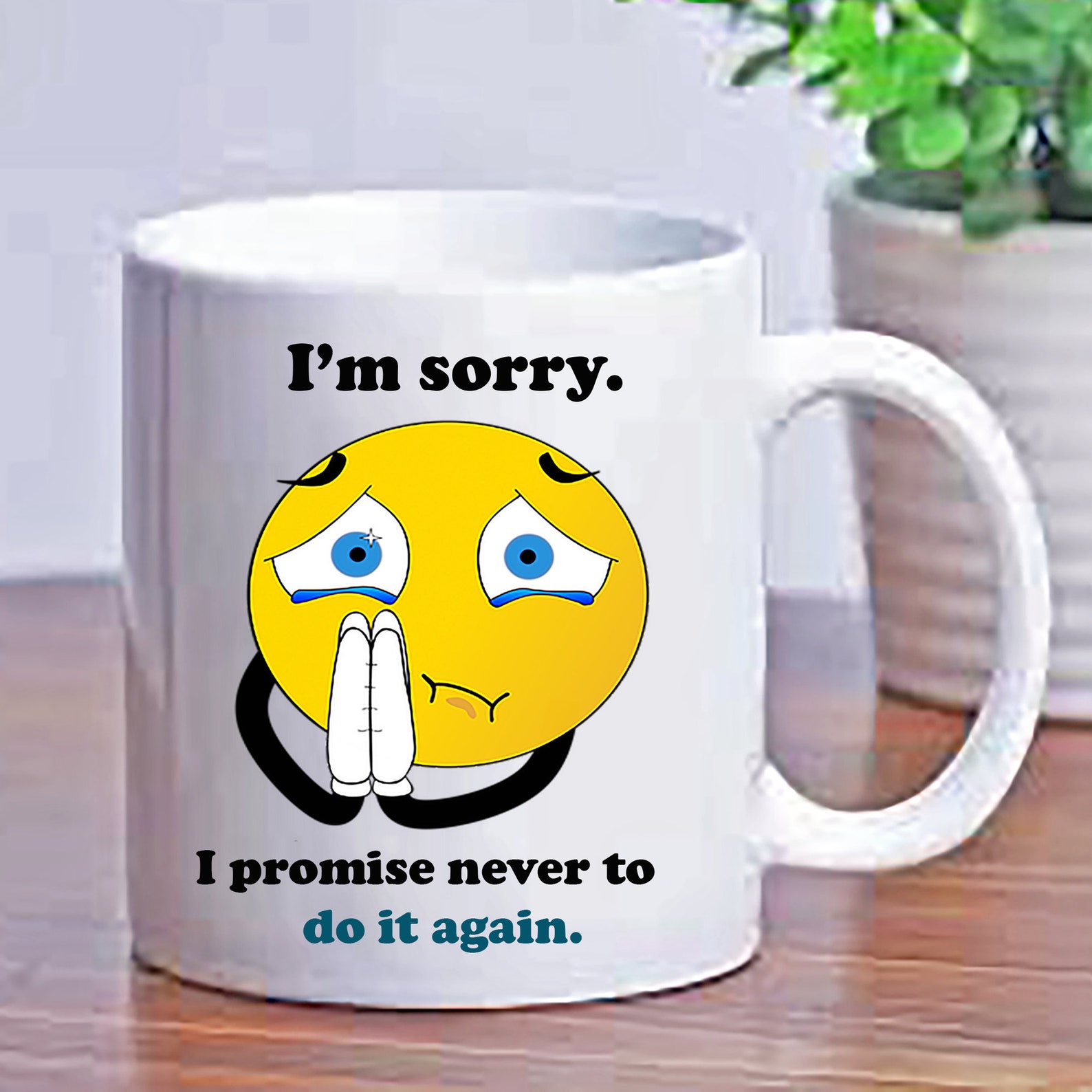 Yellow Emoji Praying Coffee Cup Mug Custom 2 Side Etsy