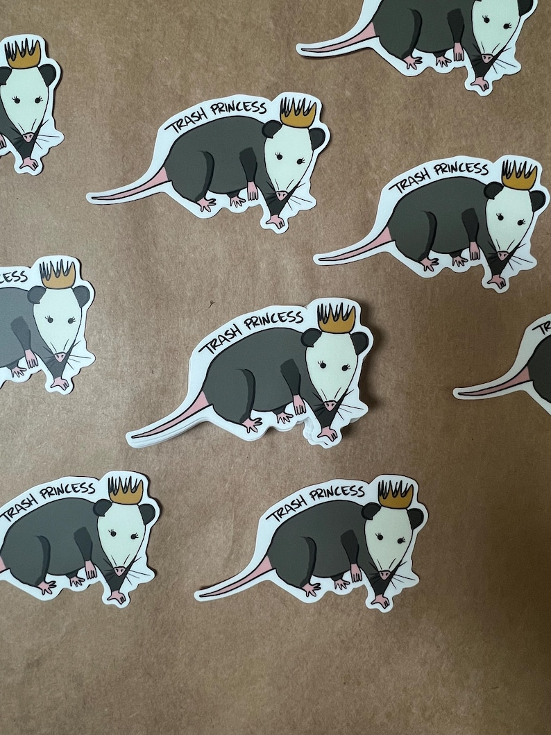Trash Princess Sticker | Opossum Sticker | Vinyl Sticker | Weatherproof ...