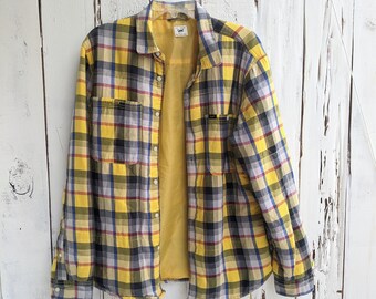 yellow flannel shirt womens