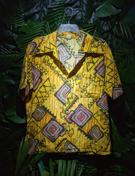 Hawaiian shirt, 60's Bark cloth shirt, Hawaiian Ho