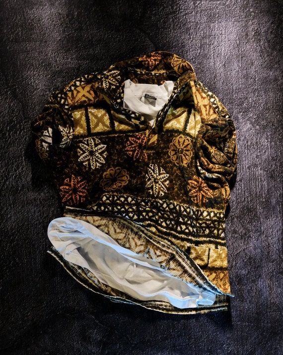 Bark Cloth Hawaiian Shirt, Men's Tribal Print, Siz
