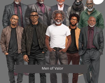 Black Men of Faith Clipart Bundle PNG Afrocentric Digital Download Man Of God Christ Bible Study Clipart Praying Men Sublimation Black Girl