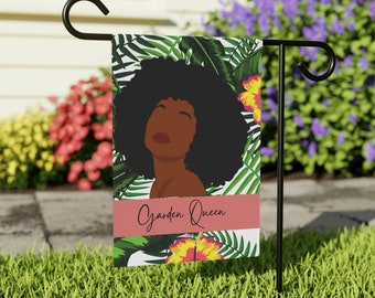 Black Girl Magic Garden & House Banner MelaninIsland Luxe grote tuinvlag Black Mama Cadeaus voor plantenliefhebbers Zwarte vrouw woondecoratie voor haar