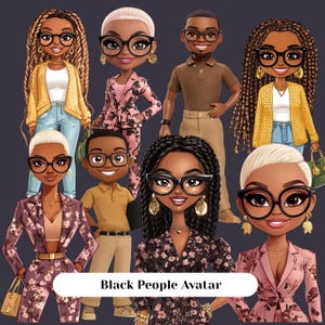 Melanin Clip Art Bundle Black Women Clipart Transparent PLR Graphics for Small Businesses & POD Designers Black People PNG Digital Download