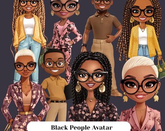 Melanin Clip Art Bundle Black Women Clipart Transparent PLR Graphics for Small Businesses & POD Designers Black People PNG Digital Download