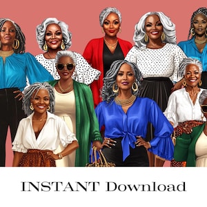 Beautiful Black Girl PNG Goodnotes transparante Afro-Amerikaanse clipart van mooie senior zwarte vrouwen volwassen zwarte vrouwen clipart oma