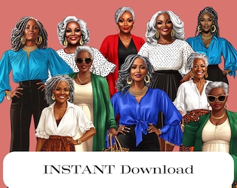 Beautiful Black Girl PNG Goodnotes transparante Afro-Amerikaanse clipart van mooie senior zwarte vrouwen volwassen zwarte vrouwen clipart oma