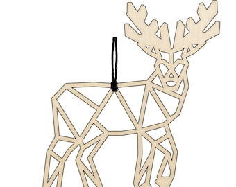 Geometric Deer - Christmas Gift, Gift, Stocking Tag, Wood Ornament, Deer Ornament