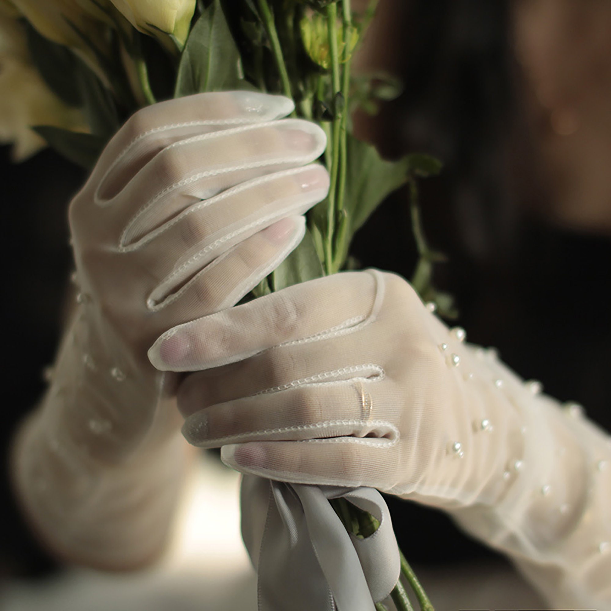 Lace Gloves with Pearl Women's Lace Wedding Gloves Etsy