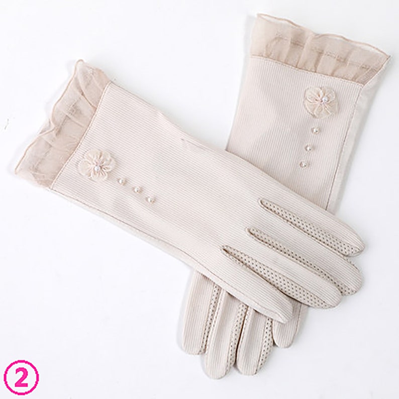Floral Gloves Cotton Outdoor for Summer UV Protection,Tea Party Gloves Cotton Gloves. 9 Women/'s Driving Gloves Lace Gloves