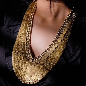Cleopatra Chunky Gold Collar Necklace - Long | Burning Man Jewelry