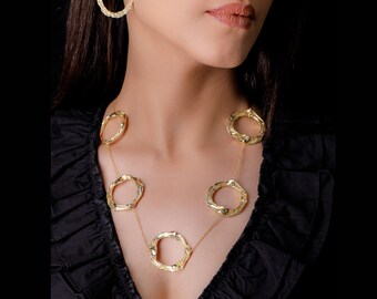 Crumple Multi Gold Ring Necklace