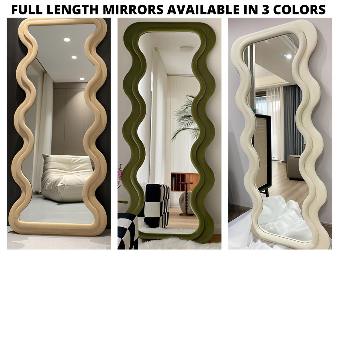 Curvy Full Length Mirror Wavy Floor Mirror Full Body Mirror Etsy