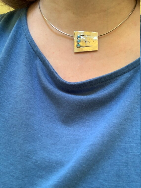 Opal choker necklace bird sterling silver