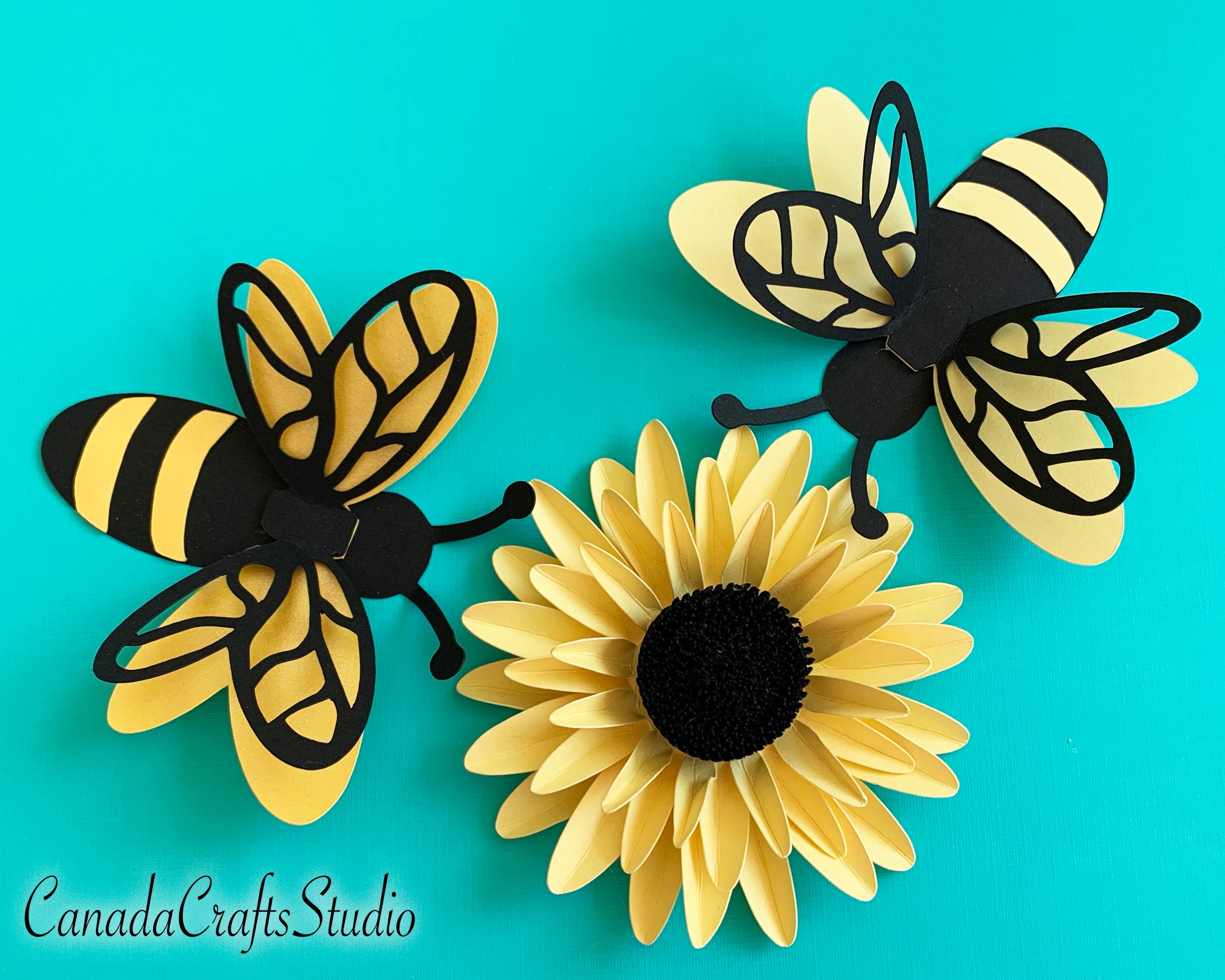 3D Bee and Sunflower SVG Template for Paper Flower Etsy