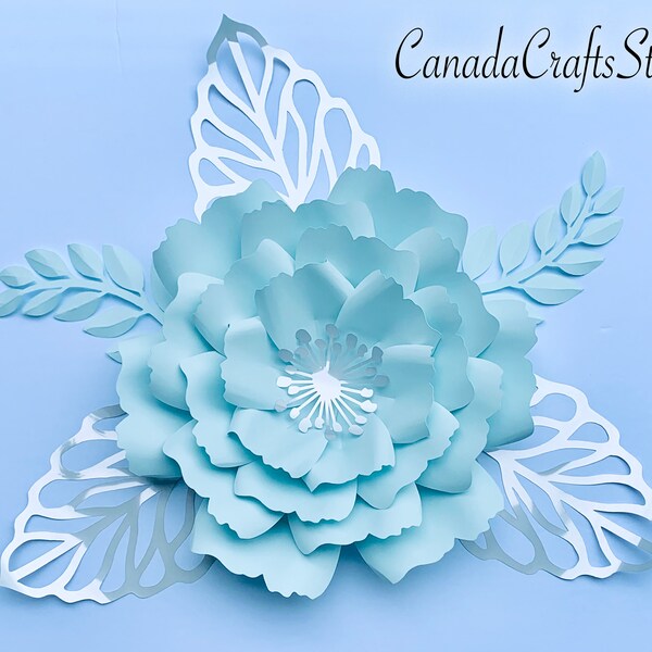 SVG/DXF Paper flower template 45, leafs included.