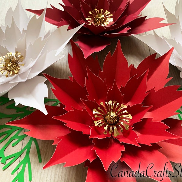 Giant Poinsettia Paper Flower Template 2 SVG DXF