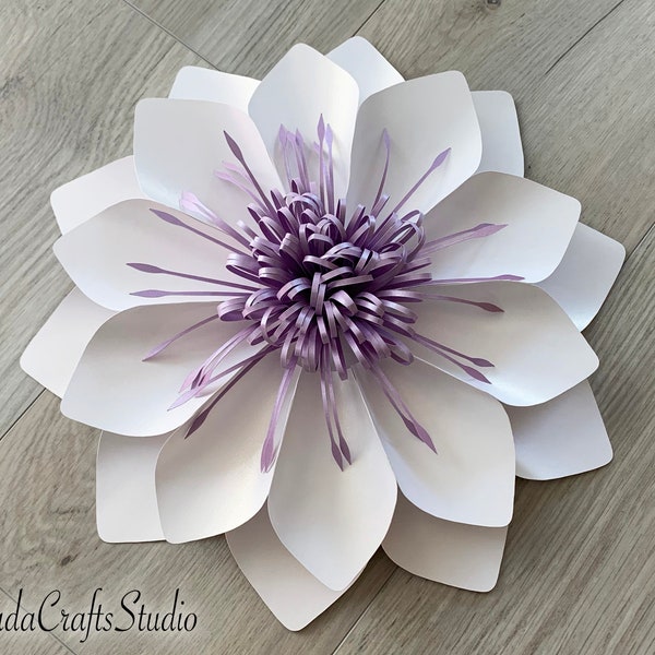 3D Paper Flower SVG 74 with leaf + Video Tutorial