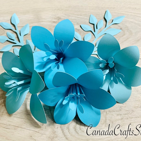 Modèle de fleur en papier SVG/DXF/PNG Lily + Tutoriel