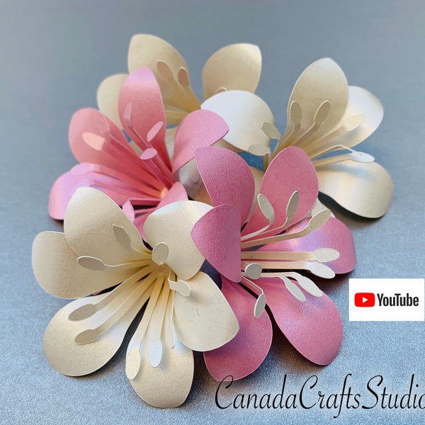 SVG/DXF/PDF  Paper flower Template Lily + Video Tutorial