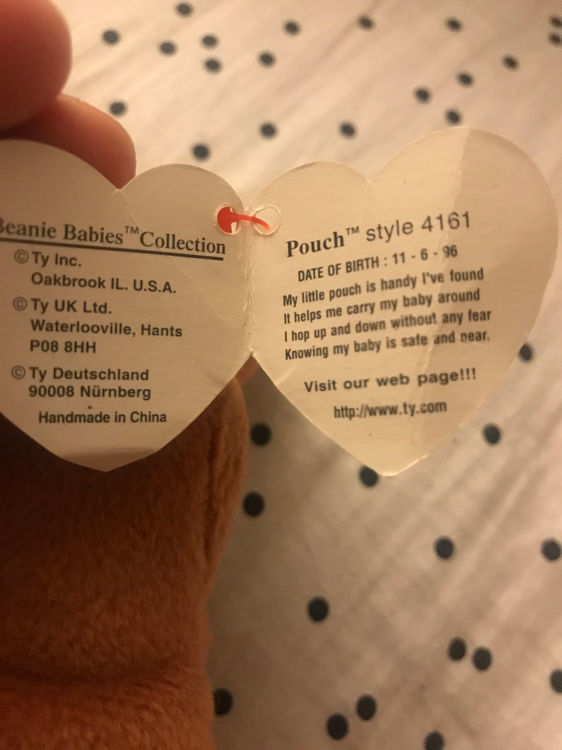 Pouch Beanie Baby. Tag Errors. 1996 Etsy