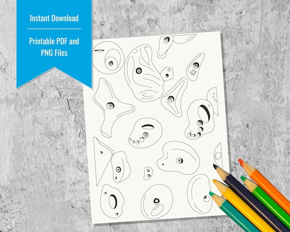 Climbing Holds Coloring Page Rock Climbing Bouldering Etsy