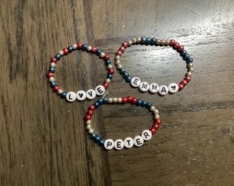 Pulseras personalizadas / colores de la bandera / diferentes estilos y tamaños / 4 de julio / Día de los Veteranos / Estados Unidos