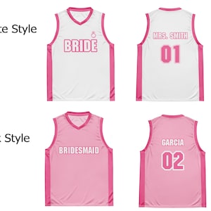 Bachelorette party basketball jersey shirts, Bride, bridesmaid, maid of honor, Recycled unisex basketball jersey