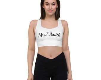 Personalized bride activewear, Honeymoon, Mrs. Bra top, bralette, yoga bra, crop top, sports bra, bralette