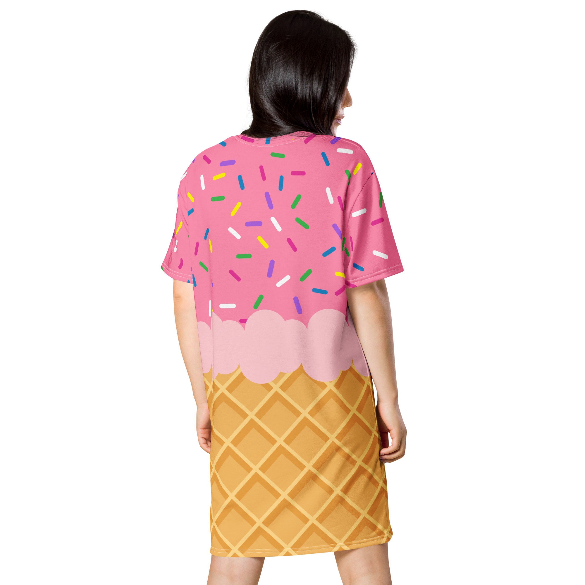 Ice Cream T-Shirt Dress, Halloween Costume, Cherries, Ice Cream Party, Regular and Plus Sizes, image size:2000x2000