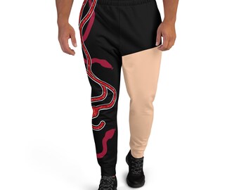 Pop star red snake outfit, concert outfit, Men&#39;s Joggers sweatpants, (does not have real sparkles, design is printed onto fabric)