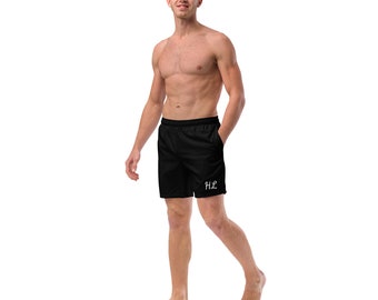 Men's initial black swim trunks