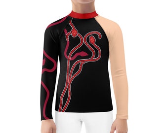 Pop star red snake concert outfit for kids, Halloween costume for kids Rash Guard (not real sparkles, design is printed on fabric)