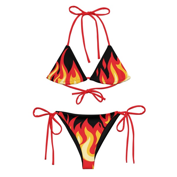 Frauen Feuer und Flammen Bikini, recycelter String Bikini