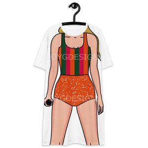 Pop star costume T-shirt dress, pajamas, regular and plus sizes (not real glitter)