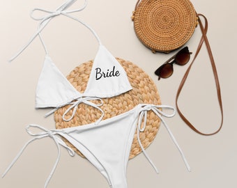 Weiße Braut Bikini, personalisierte Braut Bademode, Frau Flitterwochen zwei Stück Badeanzug, String Bikini, reguläre und große Größen