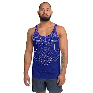 Pop star blue concert outfit for men, Unisex Tank Top, (not real jewels or sparkles, printed onto fabric)