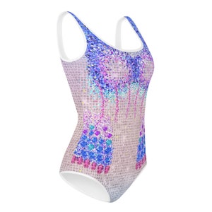 Taylor inspired Concert outfit, girls sizes, pastel, faux jewels, bejeweled, pink purple blue ombre, Swimsuit (not real sparkles or jewels)
