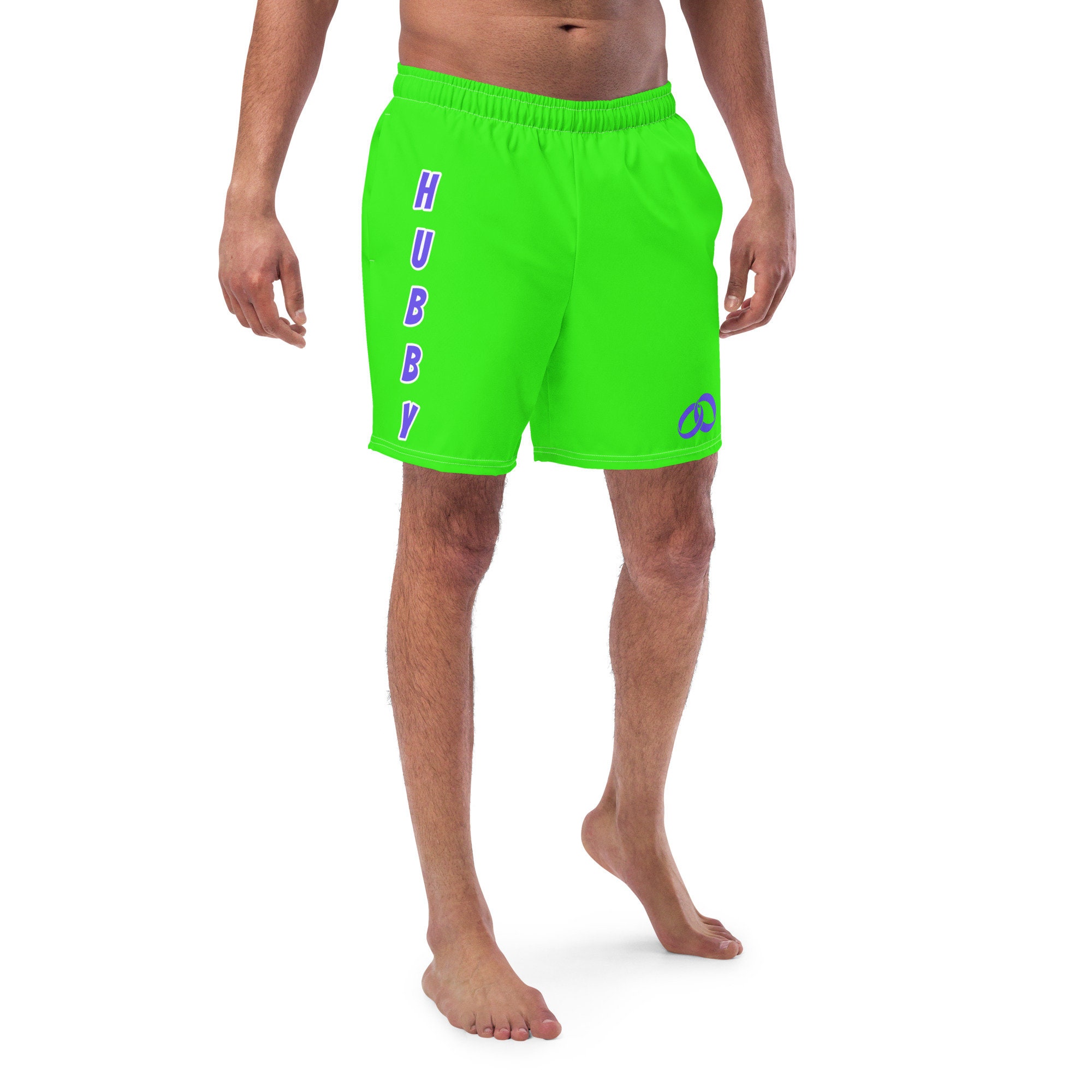Groom Lime Green Neon Men's Swim Trunks 