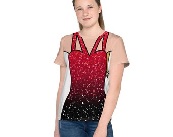 Red Era Taylor inspiriertes Mädchen-Kostüm-T-Shirt, Jugend-T-Shirt mit Rundhalsausschnitt (kein echtes Glitzern oder Glitzern, die Designs sind auf Stoff gedruckt)